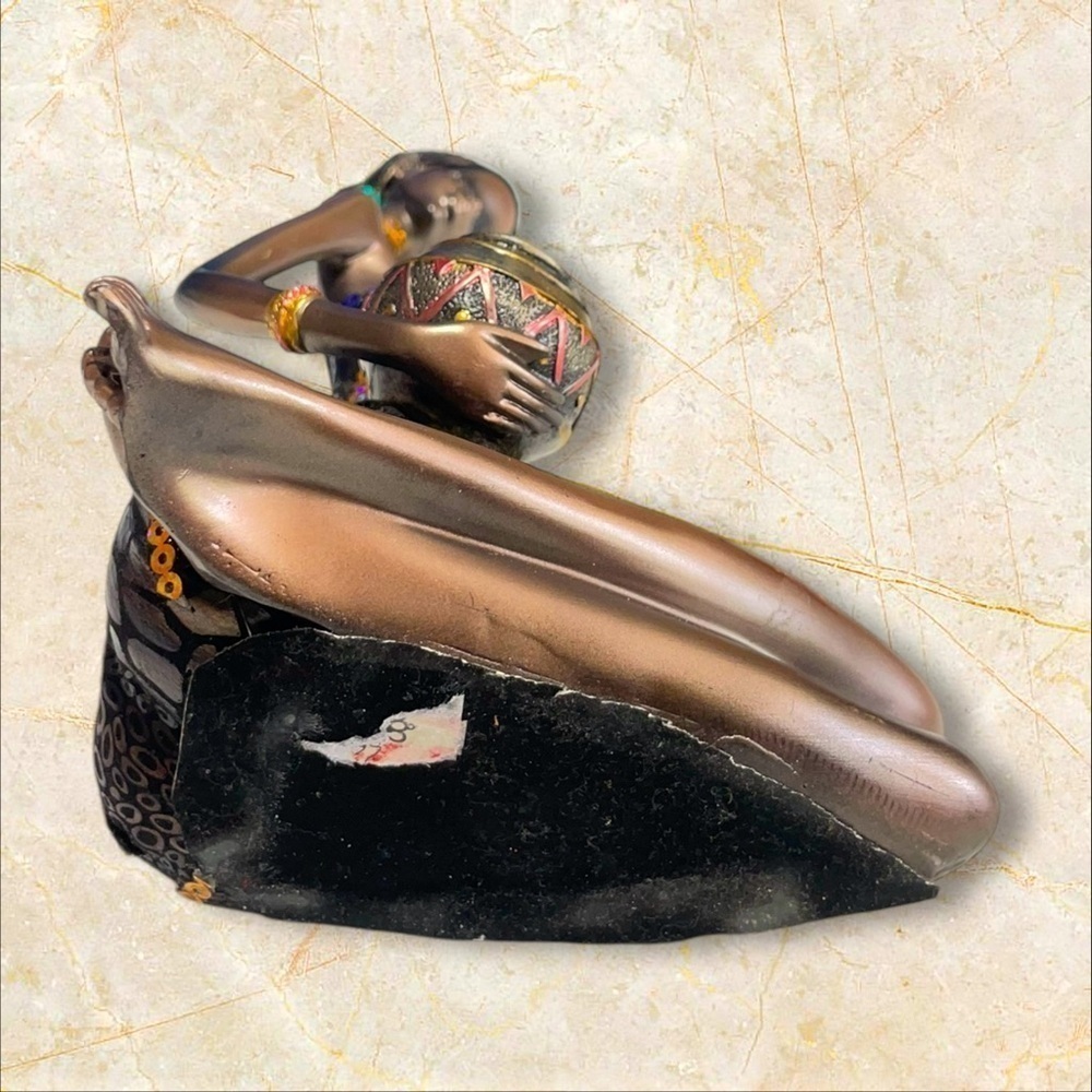 African Woman Figurine Hand Painted Tribal Culture Sculpture 10.5" Decor - Picture 12 of 14